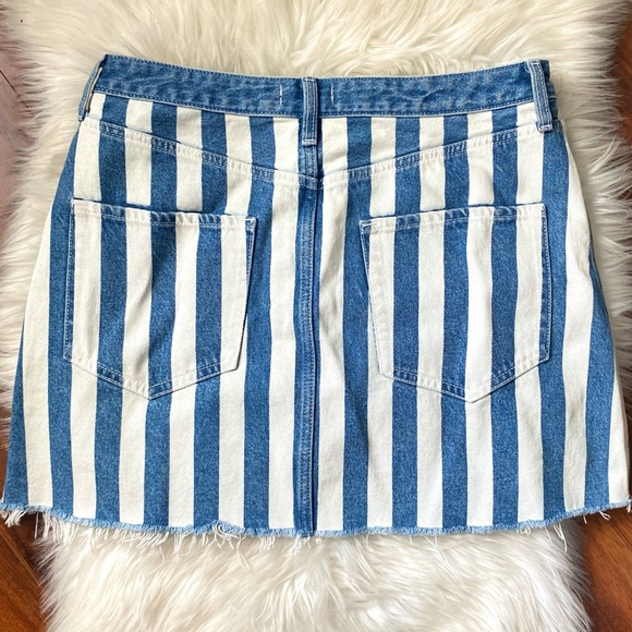 Abercrombie & Fitch Blue Denim and White Striped Mini Skirt - Picture 2 of 3